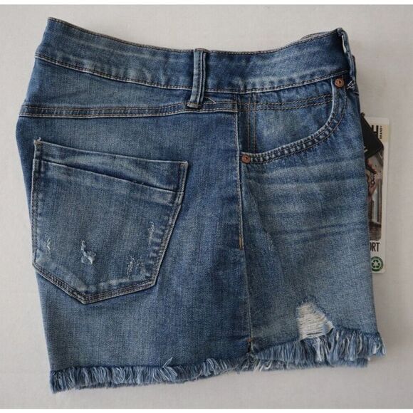 REWASH BRAND Women Sz 9/29 Blue Distressed Super High Rise Button-Fly Mom Shorts - Picture 6 of 6